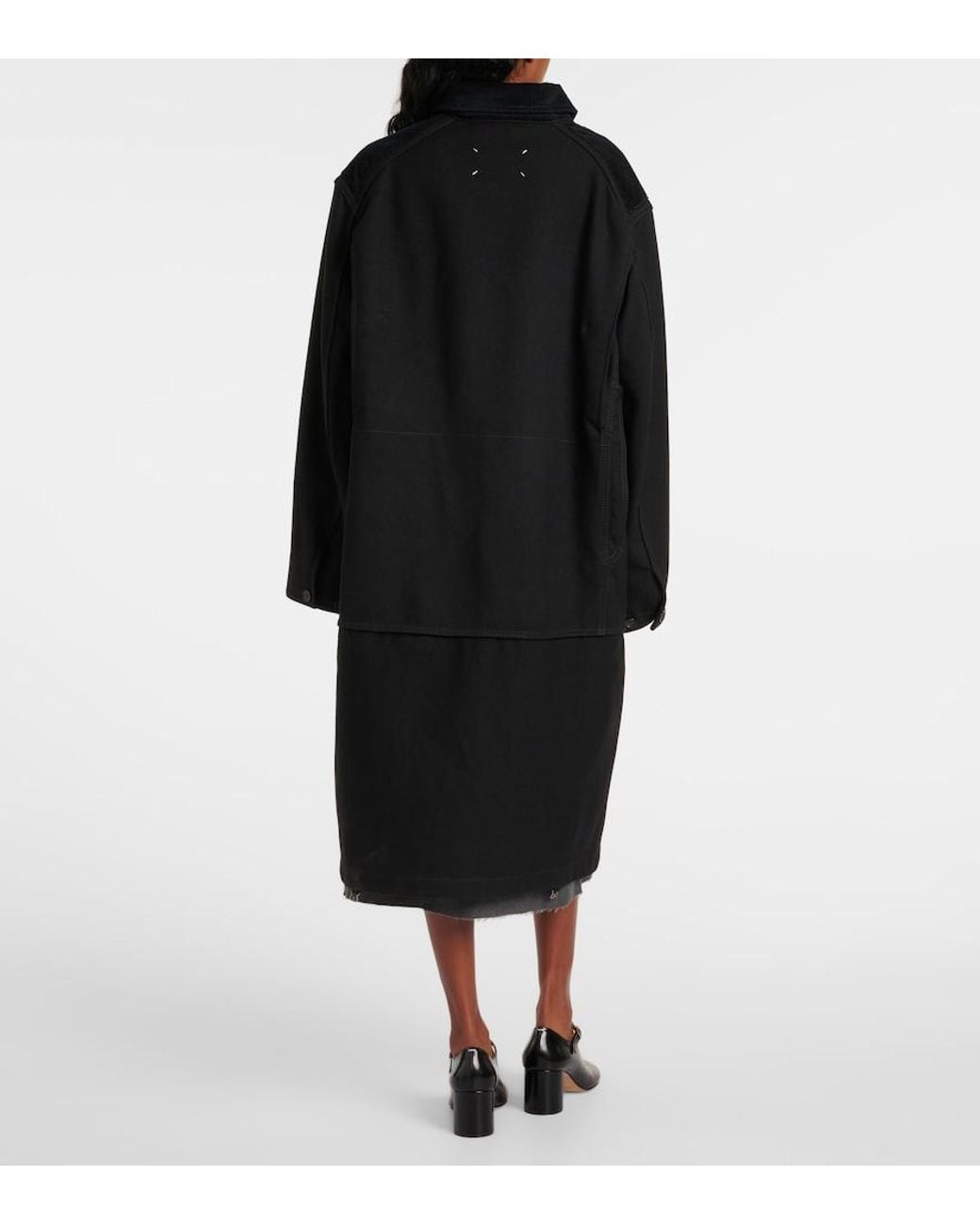 Maison Margiela Black Cotton And Wool Coat