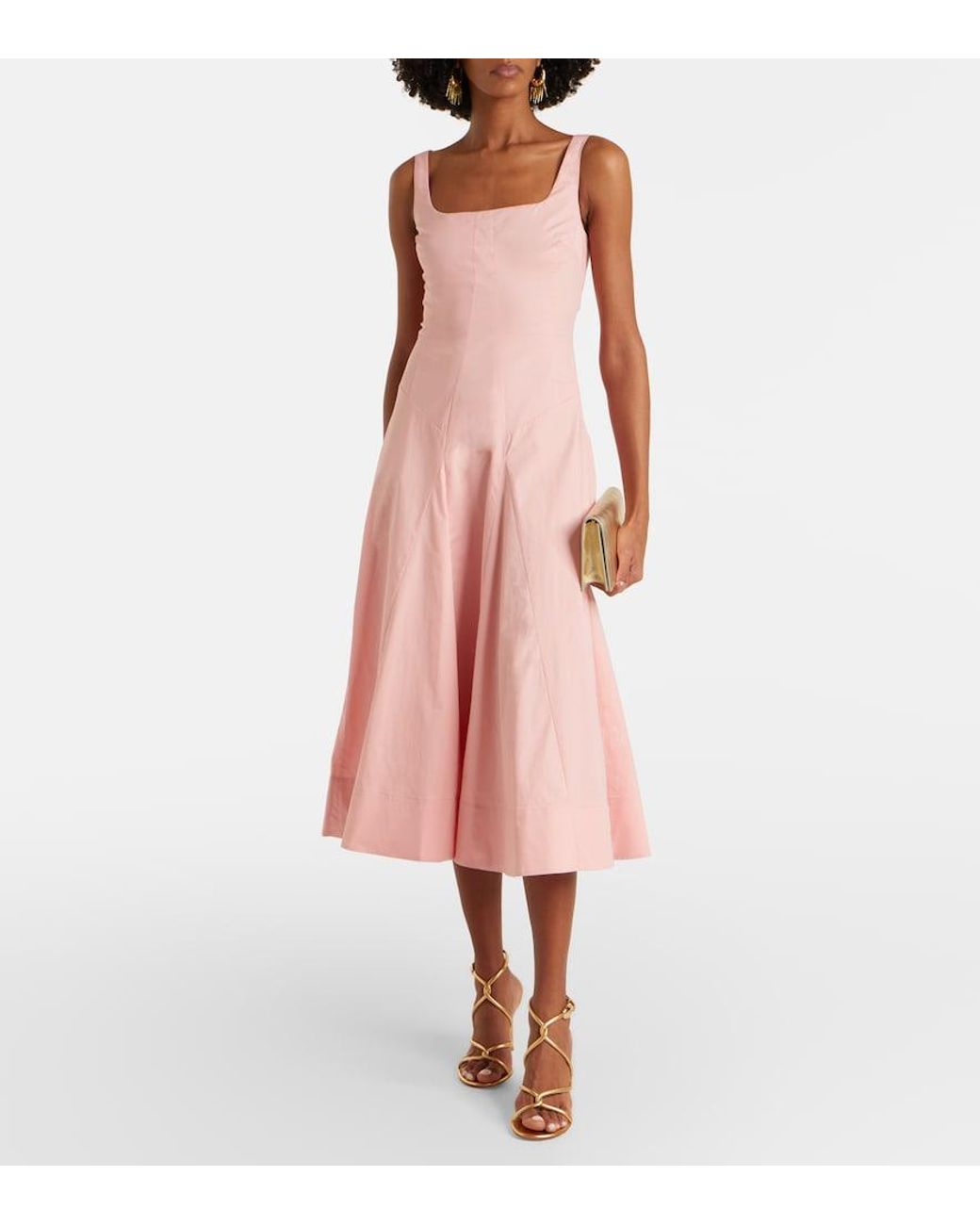 Staud Pink Willow Cotton Midi Dress