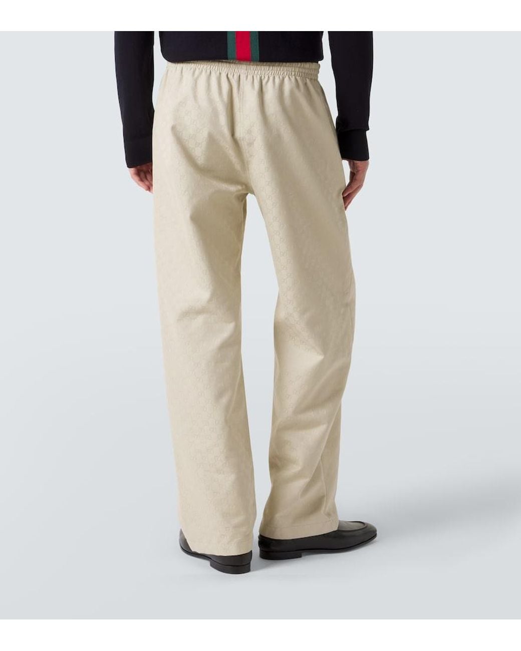 Gucci Natural Gg Cotton Canvas Straight Pants for men