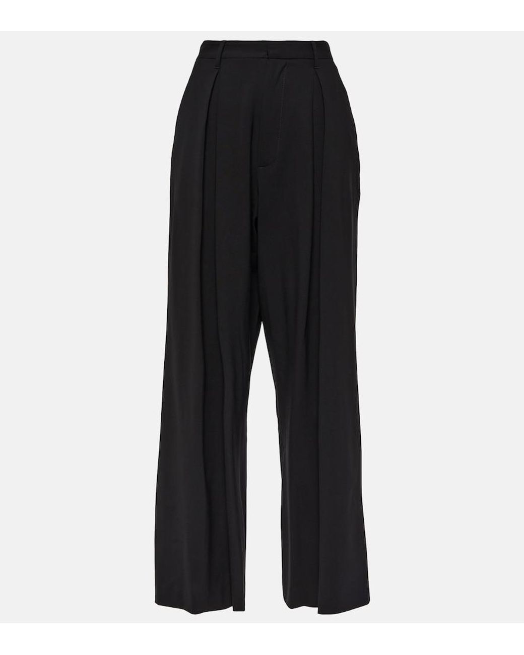 GIUSEPPE DI MORABITO Black Wool-Blend Wide-Leg Pants