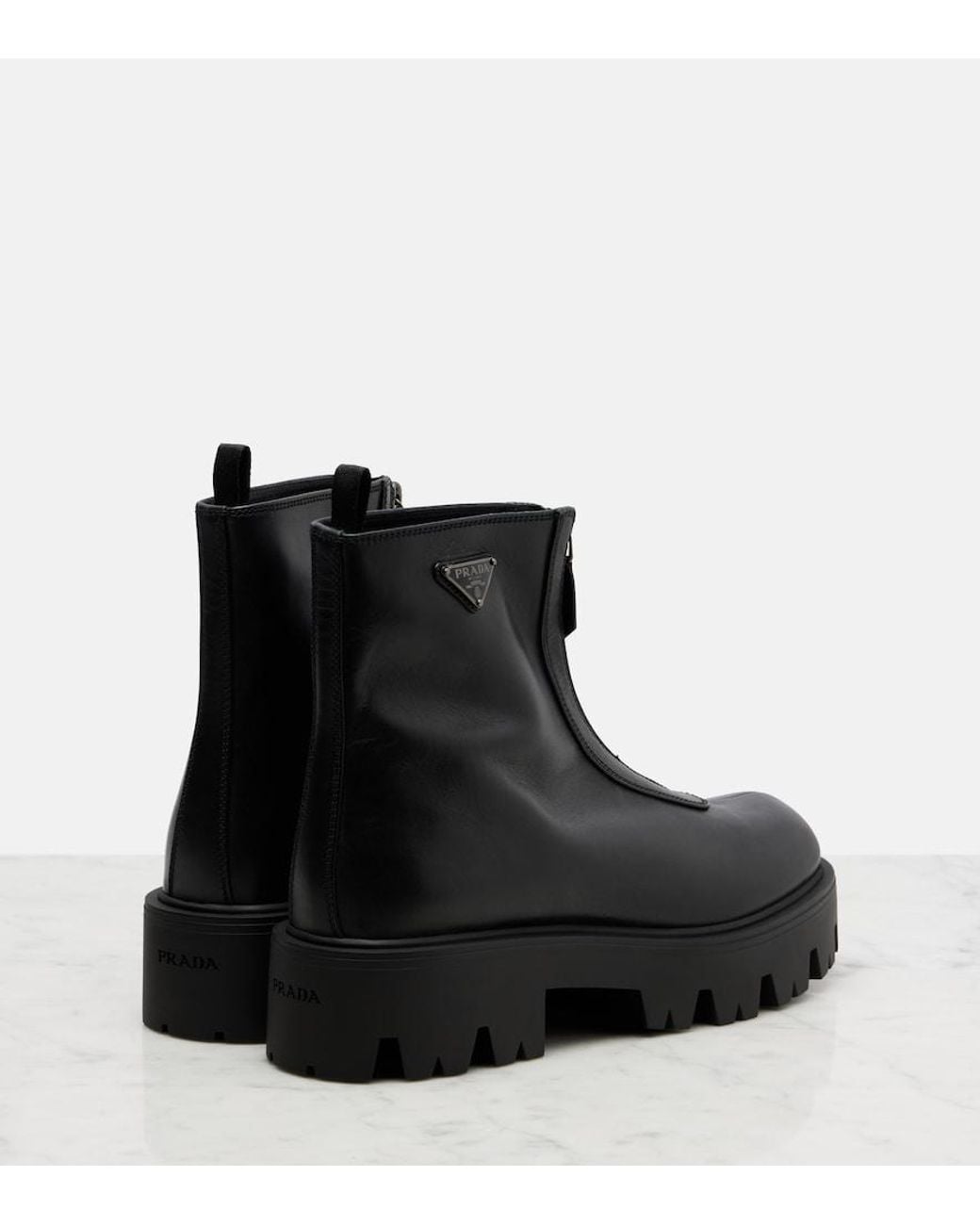 Prada Black Ankle Boots Aus Leder