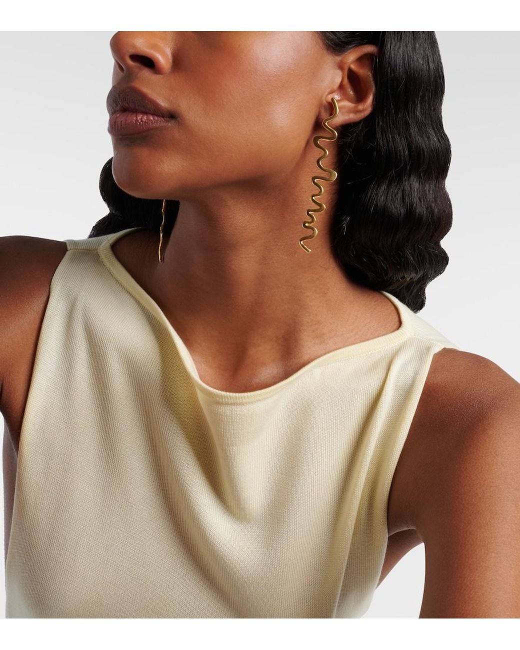 YSSO Metallic Shore 24Kt-Plated Drop Earrings
