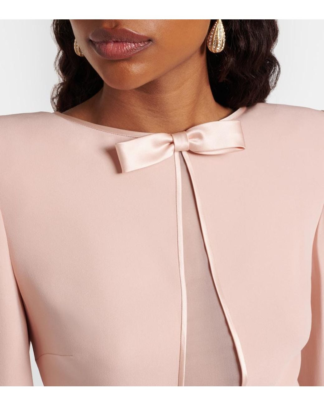 Valentino Garavani Pink Cady Couture Feather-Trimmed Midi Dress