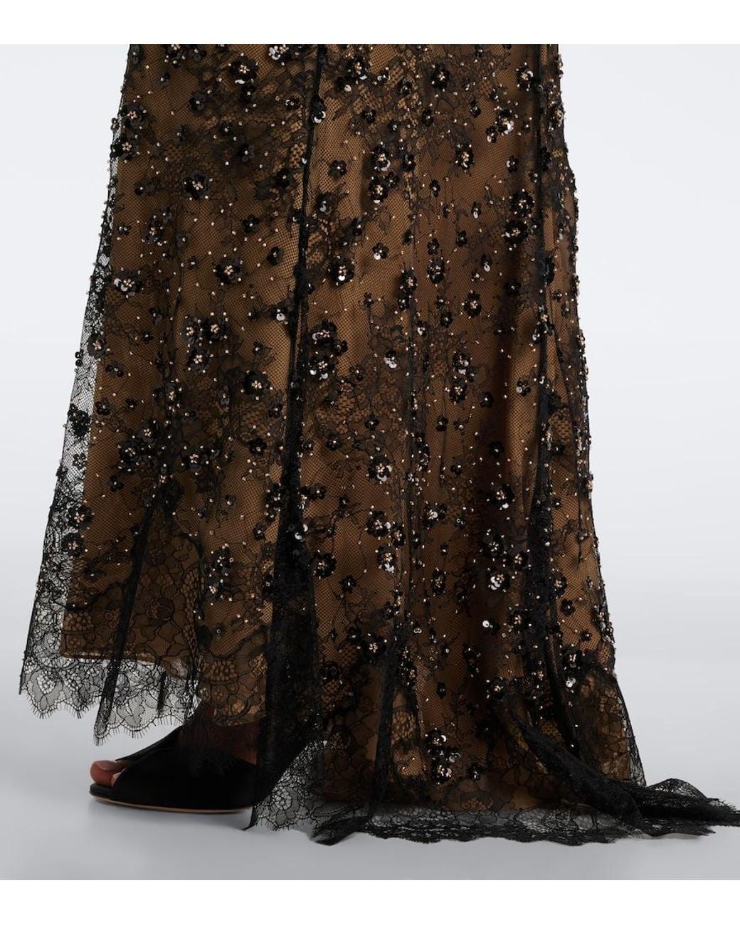 Elie Saab Black Sequined Lace Gown