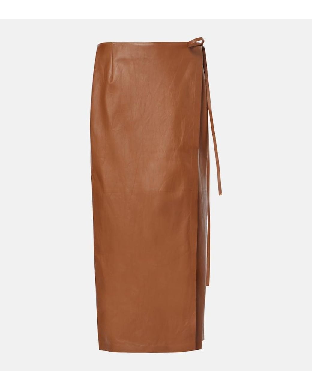 The Row Black Bert Leather Midi Skirt