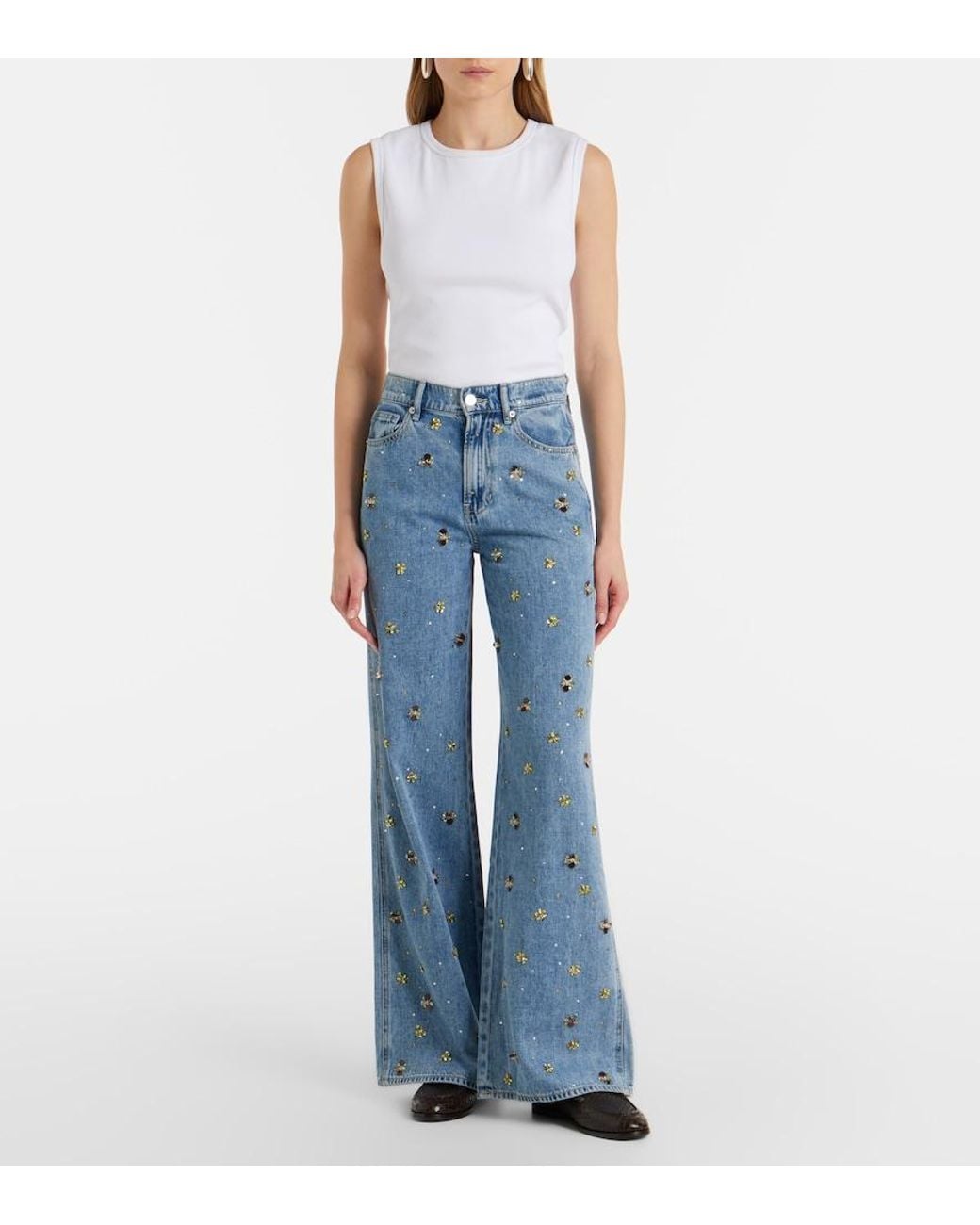 Veronica Beard Blue Kasey Embellished Flared Jeans