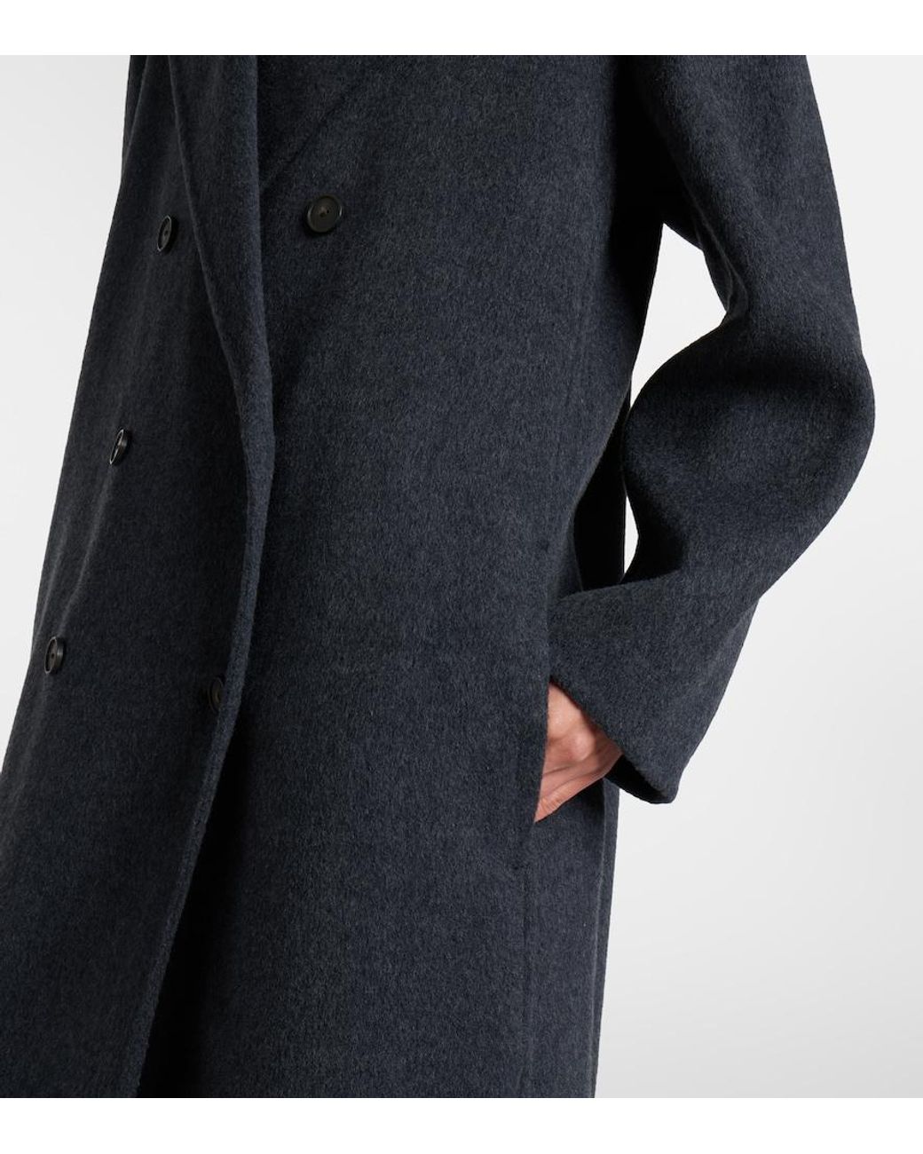 Vince Black Double-Breasted Wool-Blend Coat