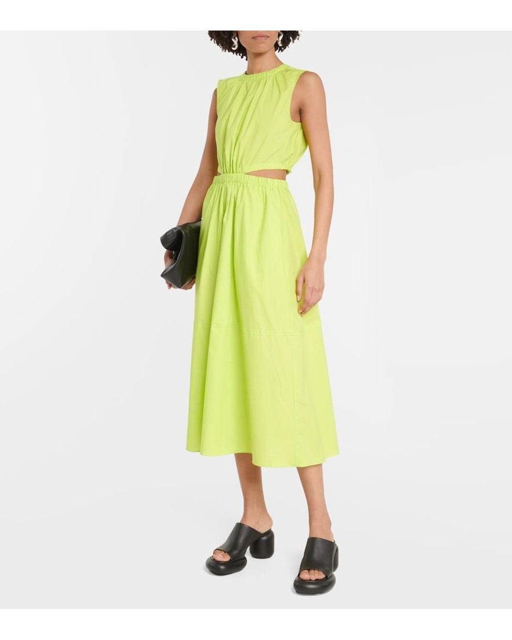 Proenza Schouler Green Cutout Cotton Midi Dress