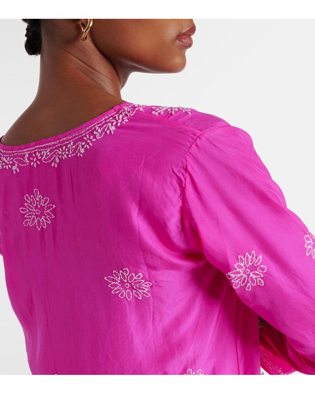 Juliet Dunn Pink Embroidered Ombre Silk Kaftan