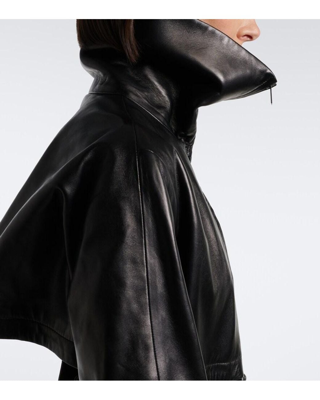 Balenciaga Black Belted Cropped Leather Jacket