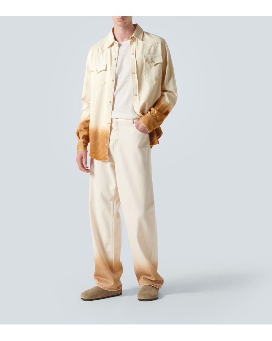 Alanui Natural Bright Hues Printed Denim Shirt for men