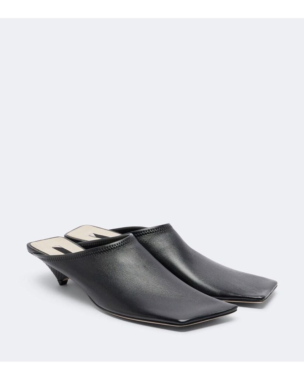 Christen Gray Edge Leather Mules