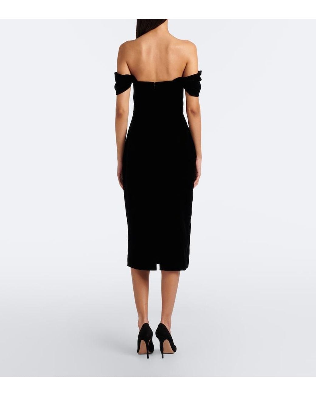 Carolina Herrera Black Off-Shoulder Midi Dress