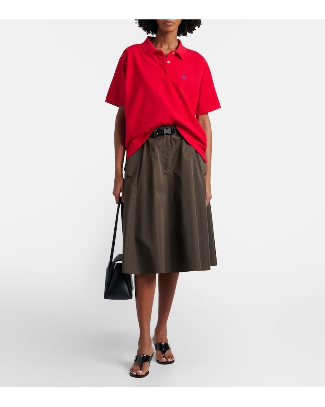 Prada Red Logo Cotton Pique Polo Shirt