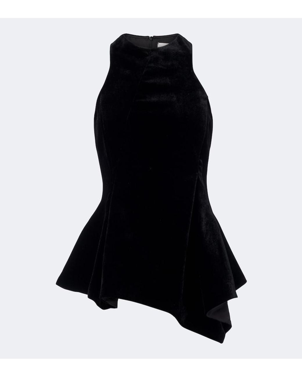 Magda Butrym Black Draped Peplum Velvet Top
