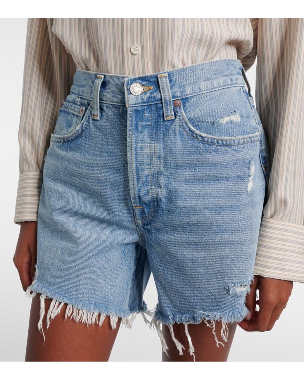 Agolde Blue Parker Mid-rise Denim Shorts