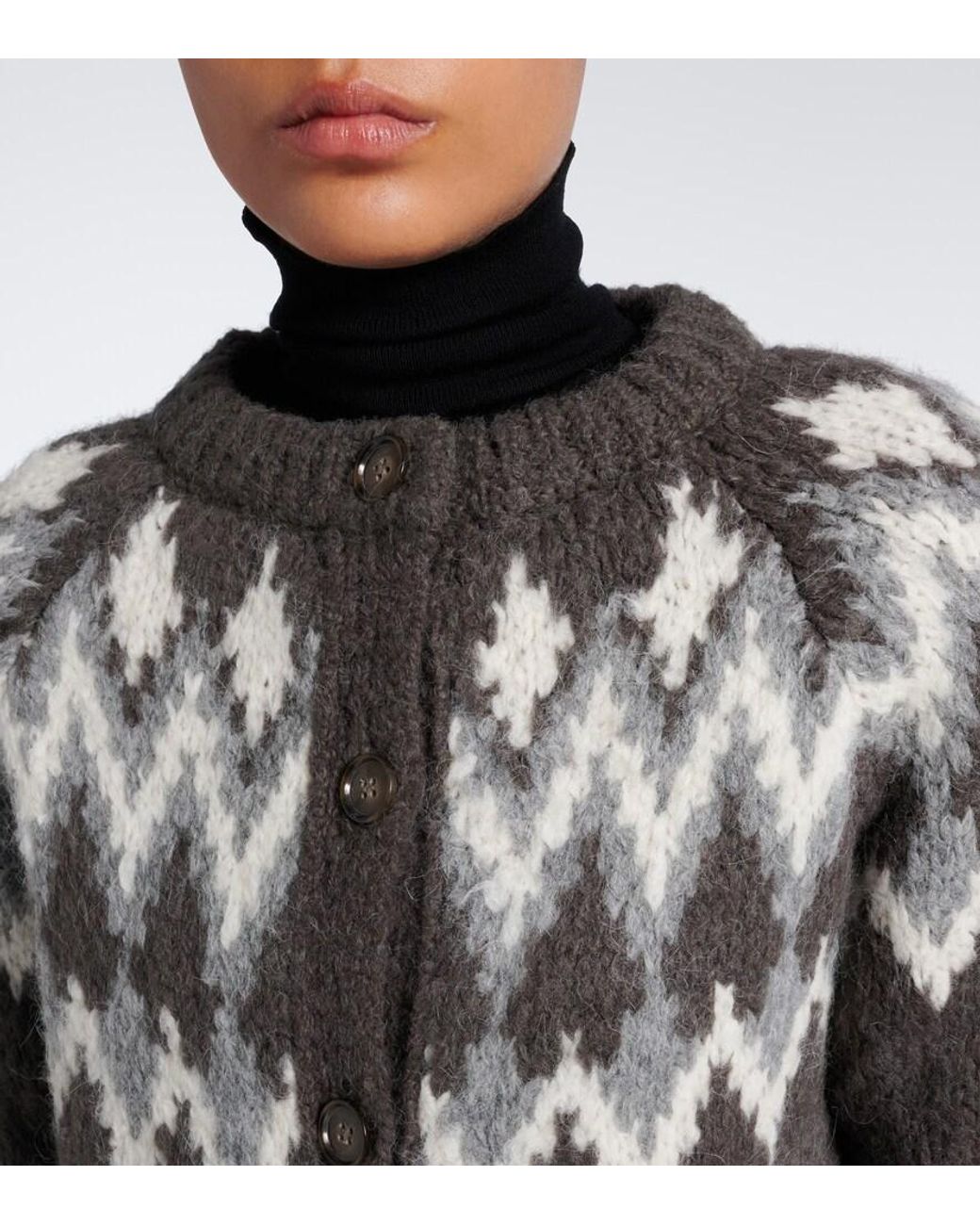 Veronica Beard Black Christina Fair Isle Cardigan