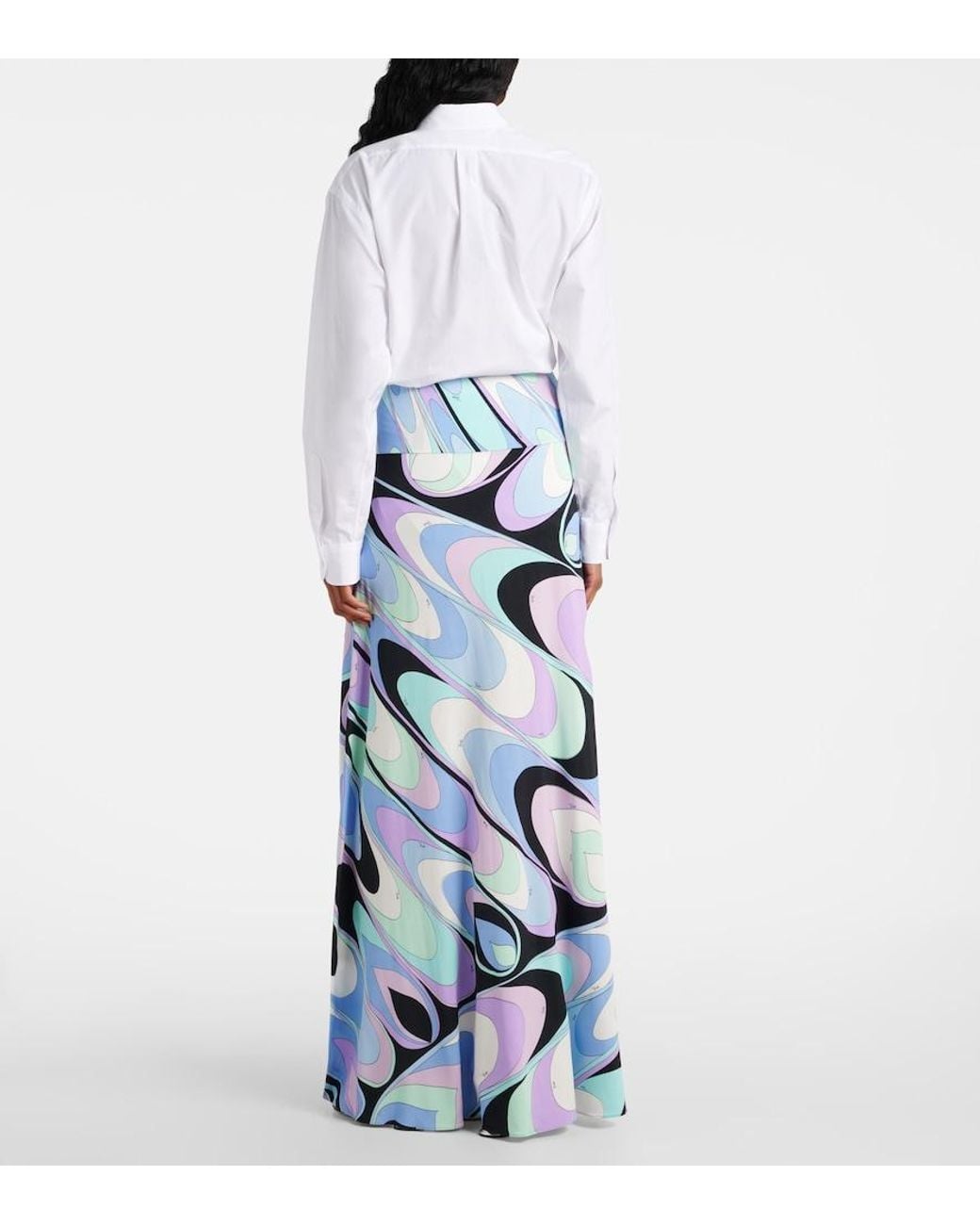 Emilio Pucci Blue Jersey Satin Maxi Skirt