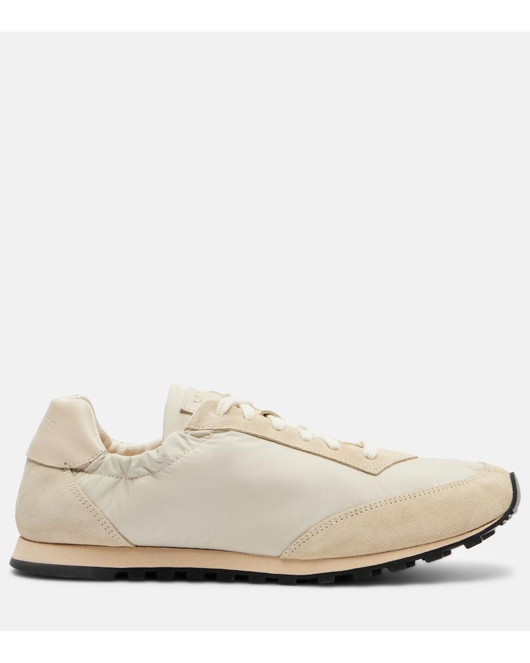 Le Monde Beryl White Slim Runner Suede-Trimmed Sneakers