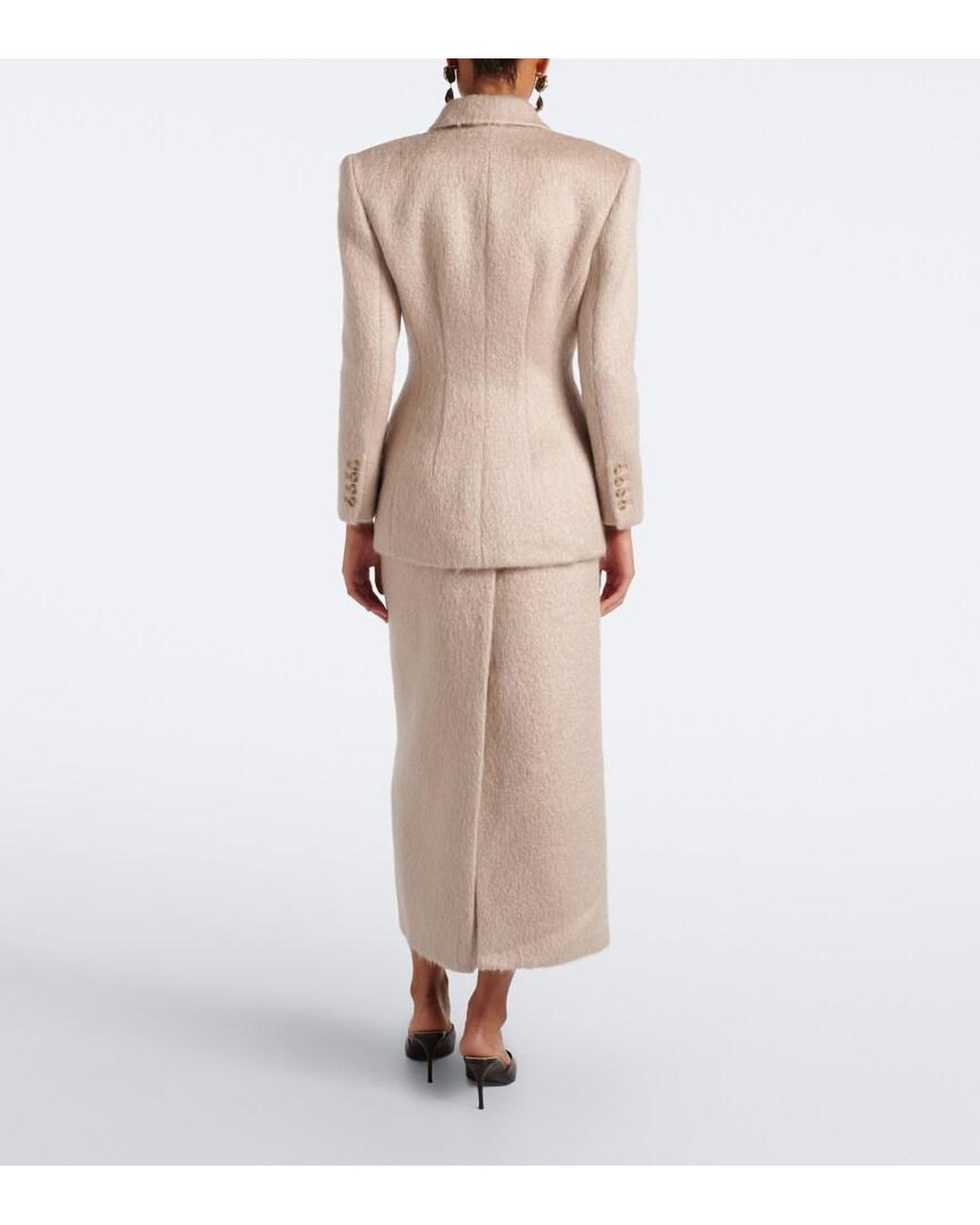 Magda Butrym Natural Mohair And Wool-Blend Midi Skirt