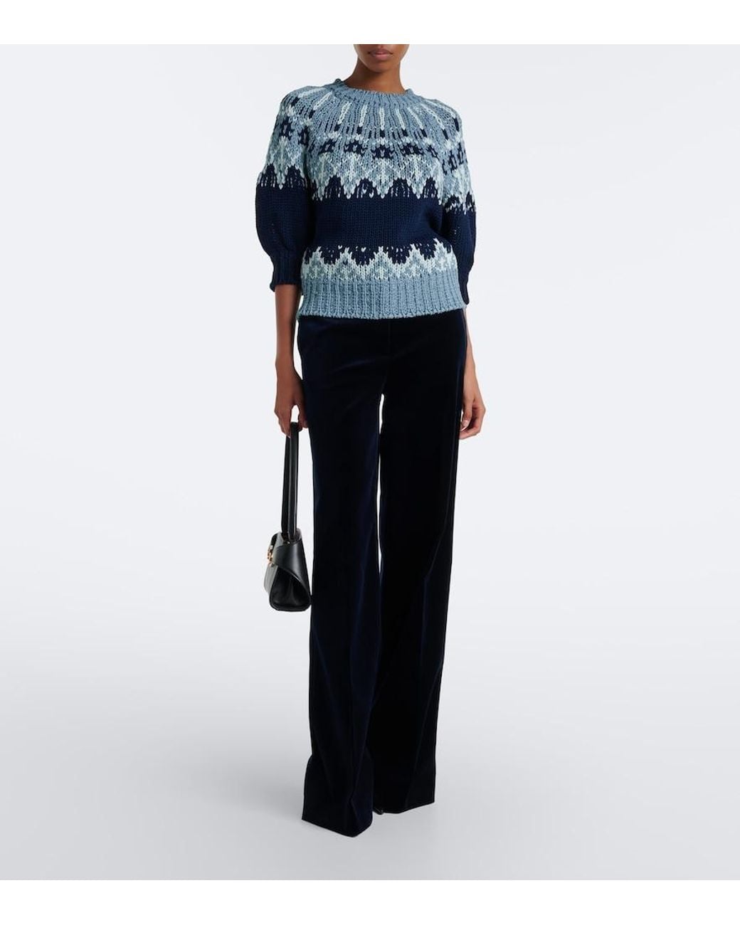 Altuzarra Blue Marty Fair Isle Cotton Sweater