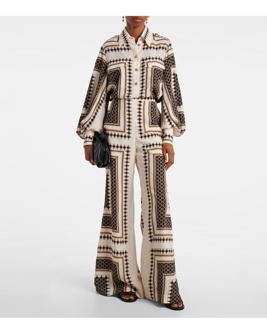 Zimmermann Metallic Printed Wide-Leg Pants