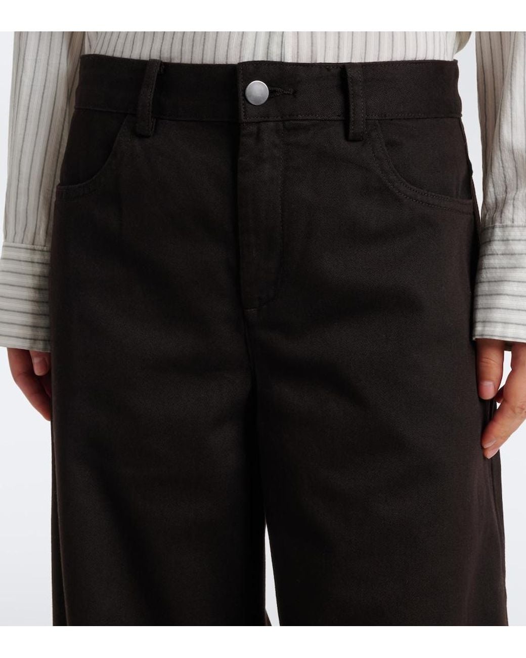 Vince Black Cotton Twill Wide-Leg Pants