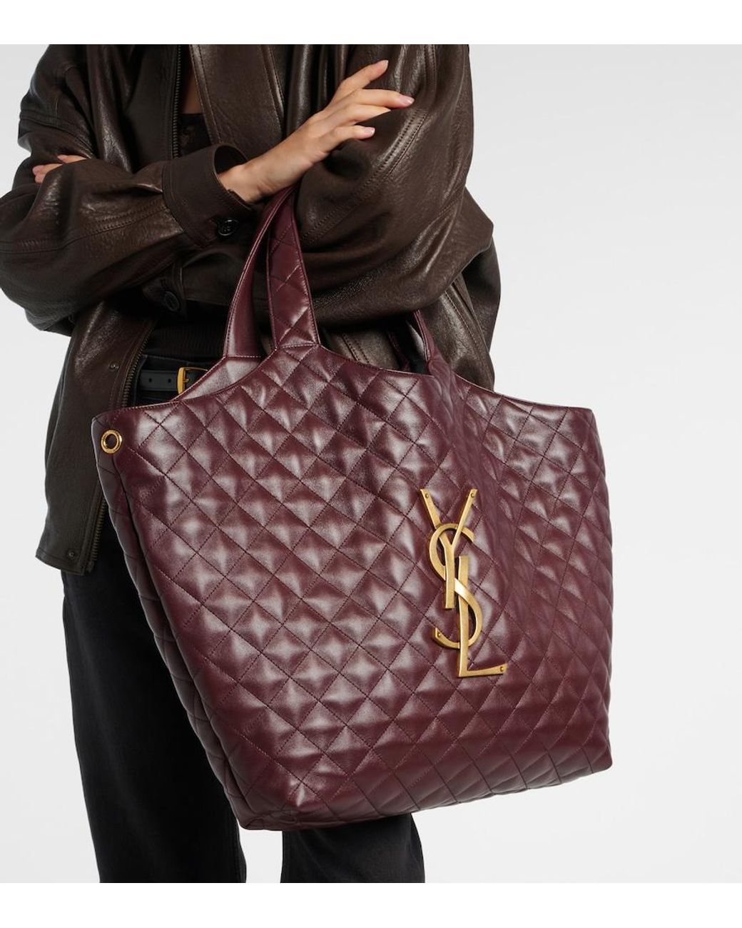 Saint Laurent Red Icare Maxi Quilted Leather Shopper