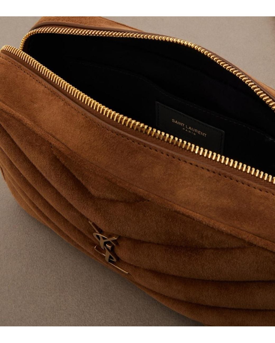 Saint Laurent Brown Loulou Medium Suede Camera Bag