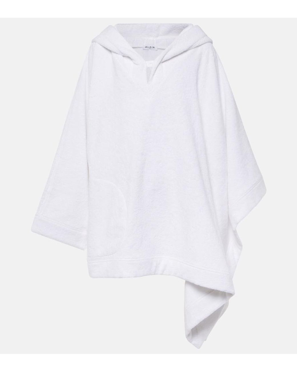Alaïa White Cropped Cotton Terry Hoodie