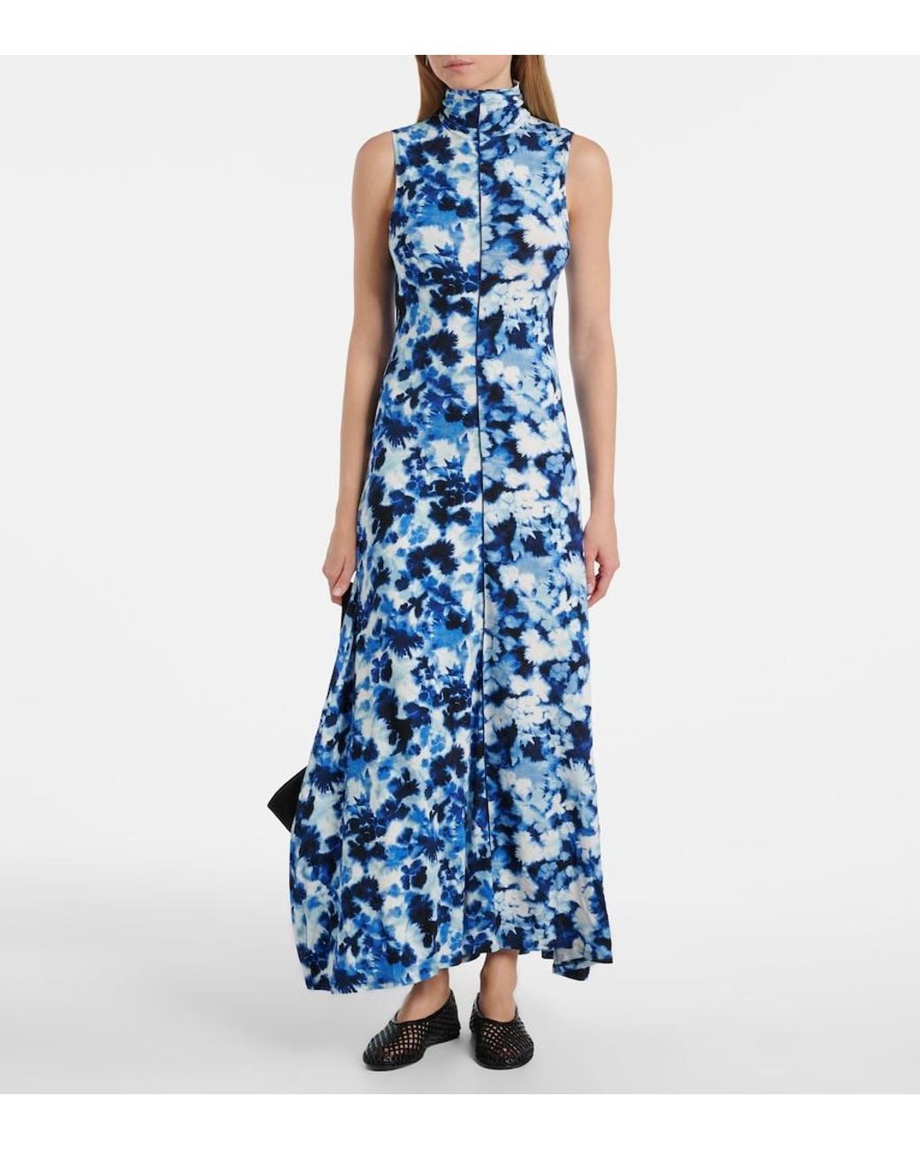 Proenza Schouler Blue Valentina Printed Jersey Maxi Dress