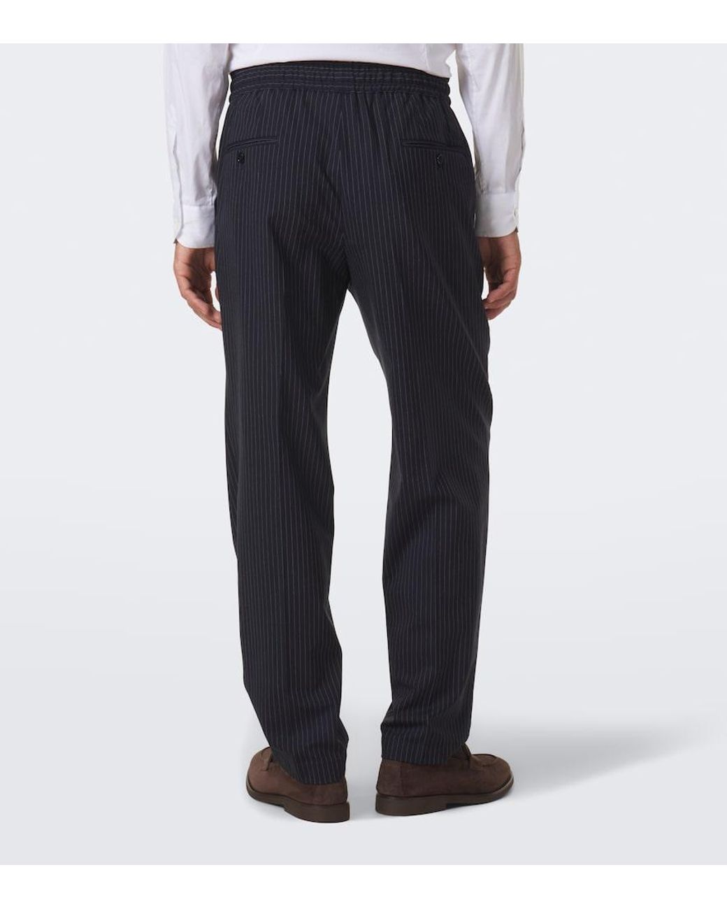 Dolce & Gabbana Blue Pinstripe Wool-Blend Straight Pants for men