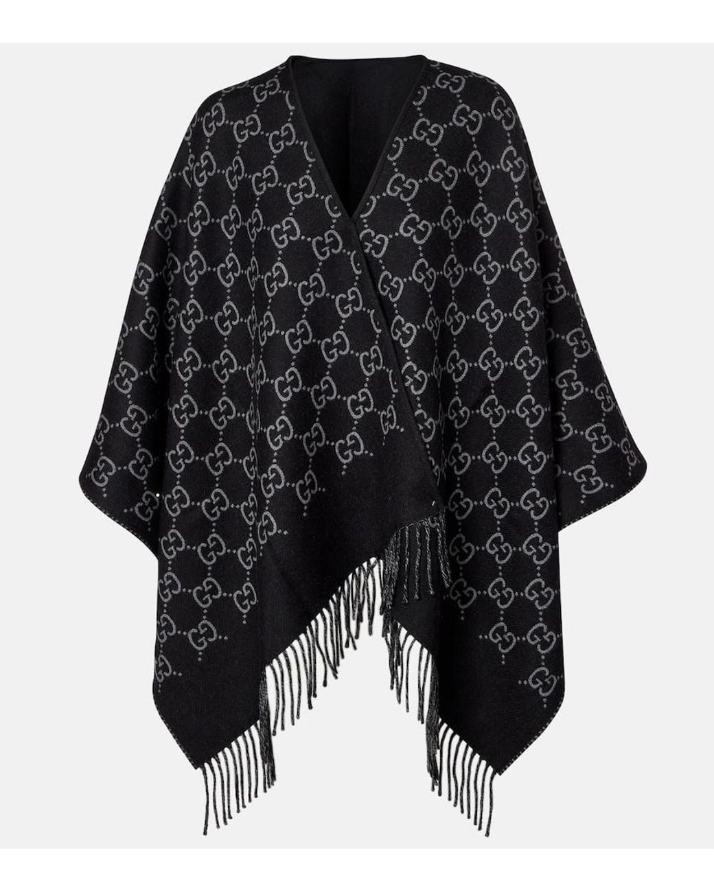 Gucci Black Wool Poncho