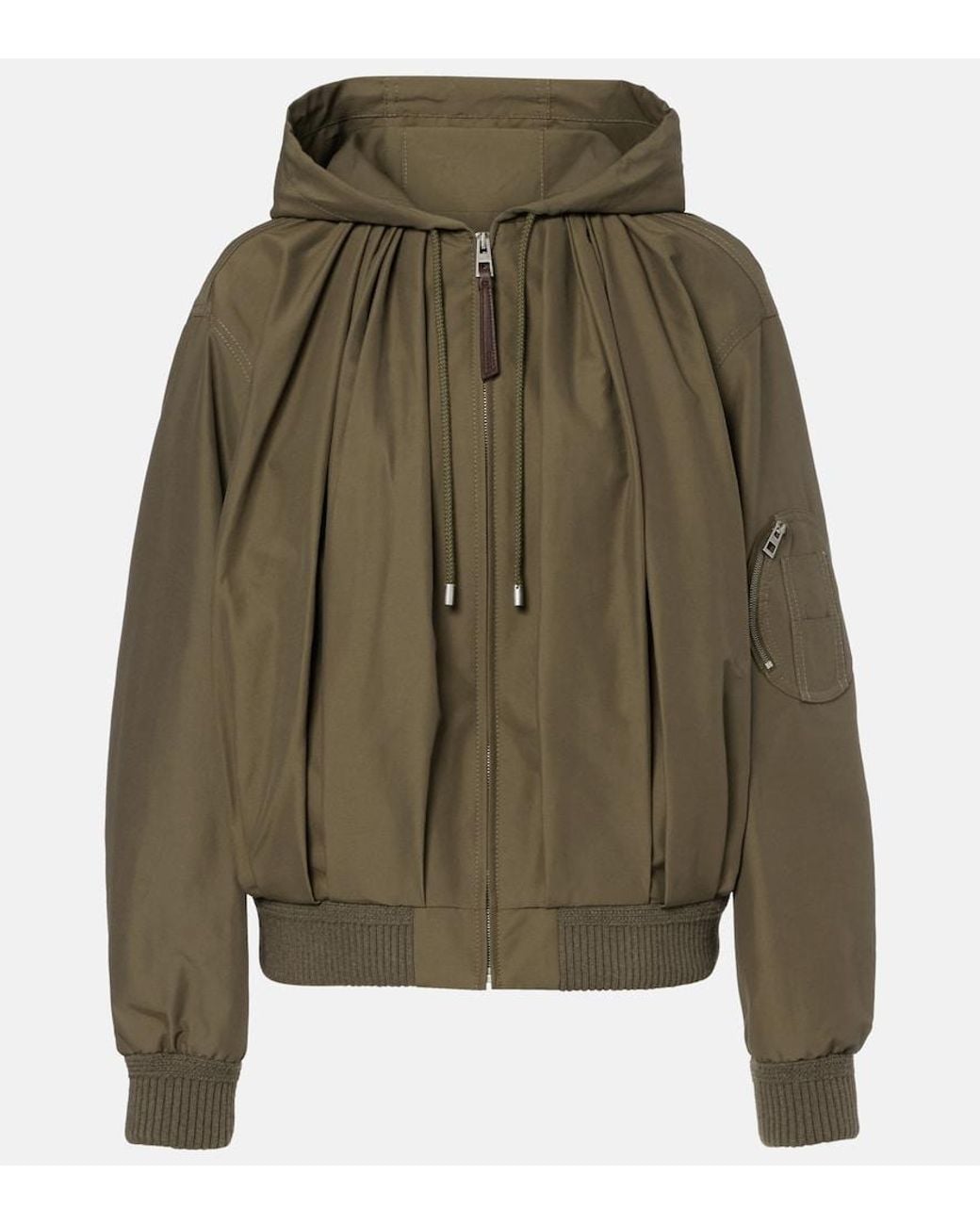 Loewe Green Gathered Cotton-Blend Jacket
