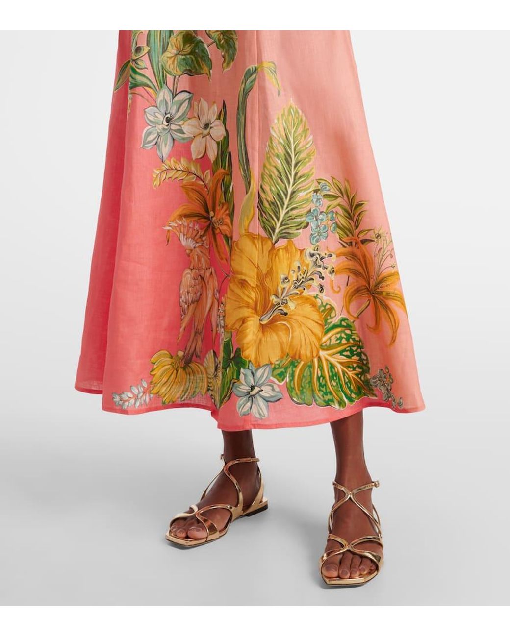 送料関税込み★Alemais★Anika フローラルリネン マキシドレス ALÉMAIS Anika Floral Linen Maxi Dress in Orange | Lyst