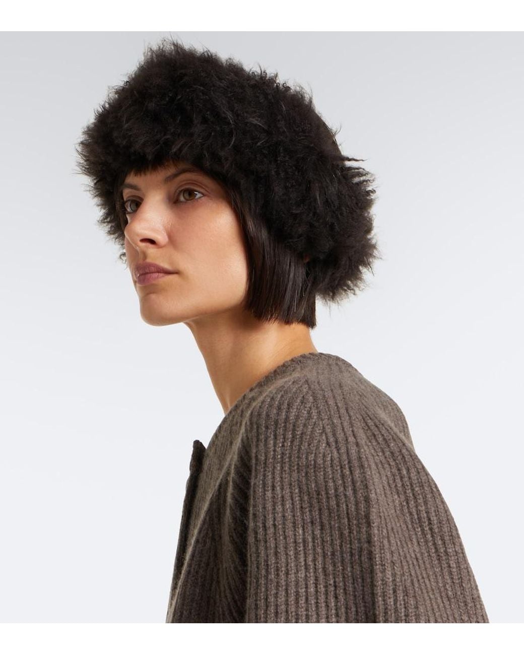 Yves Salomon Black Shearling Headband