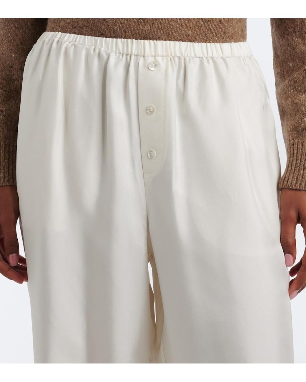 Rohe White Silk Wide-Leg Pants