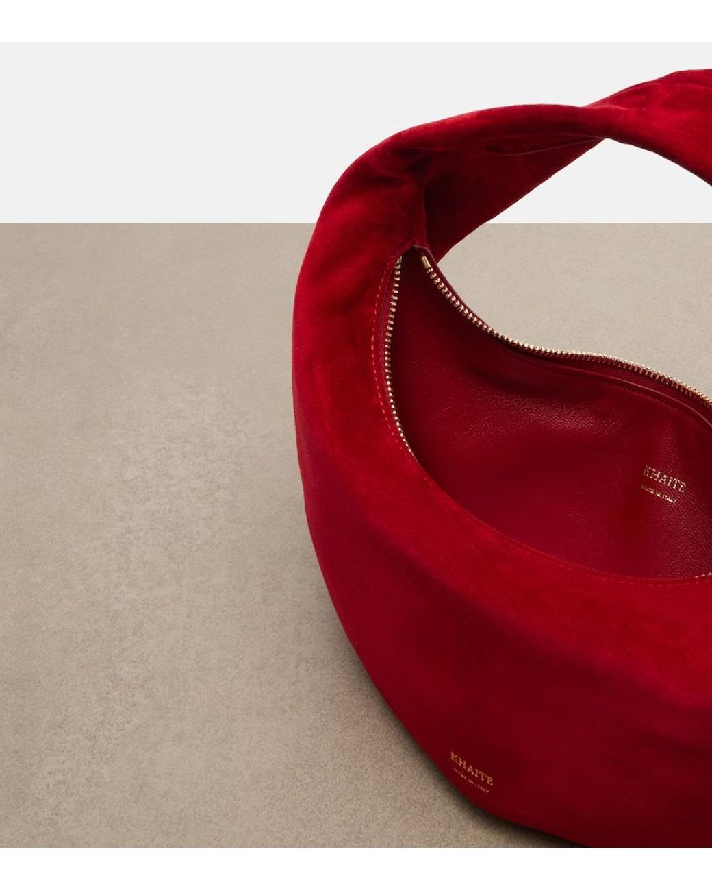 Khaite Red Olivia Mini Suede Top-Handle Bag