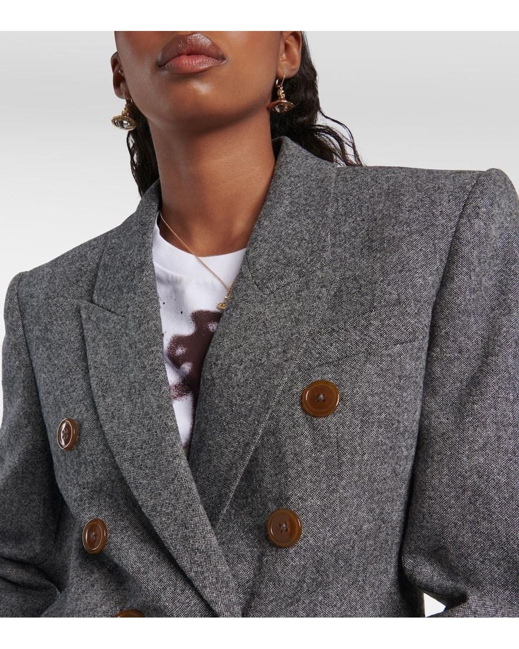 Vivienne Westwood Gray Wool-Blend Double Breasted Blazer