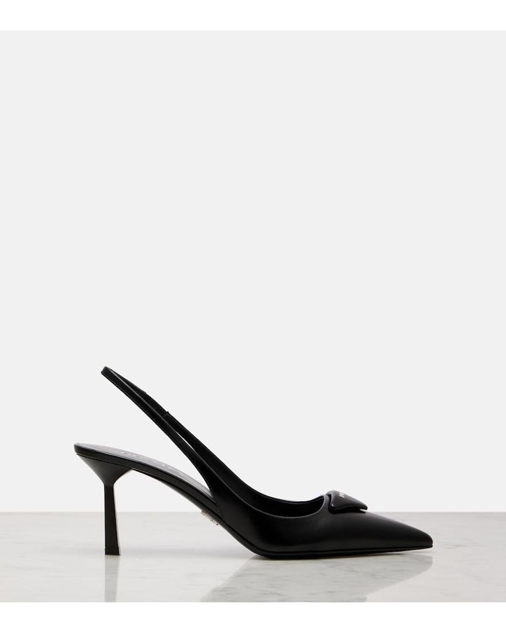 Prada Black Leather Slingback Pumps