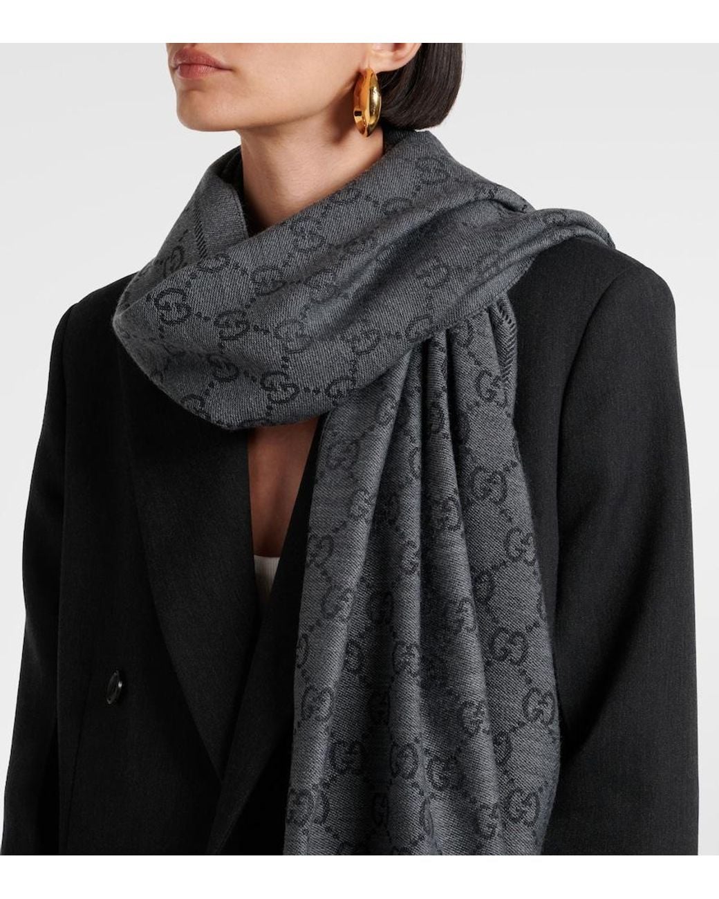 Gucci Gray Wool Scarf