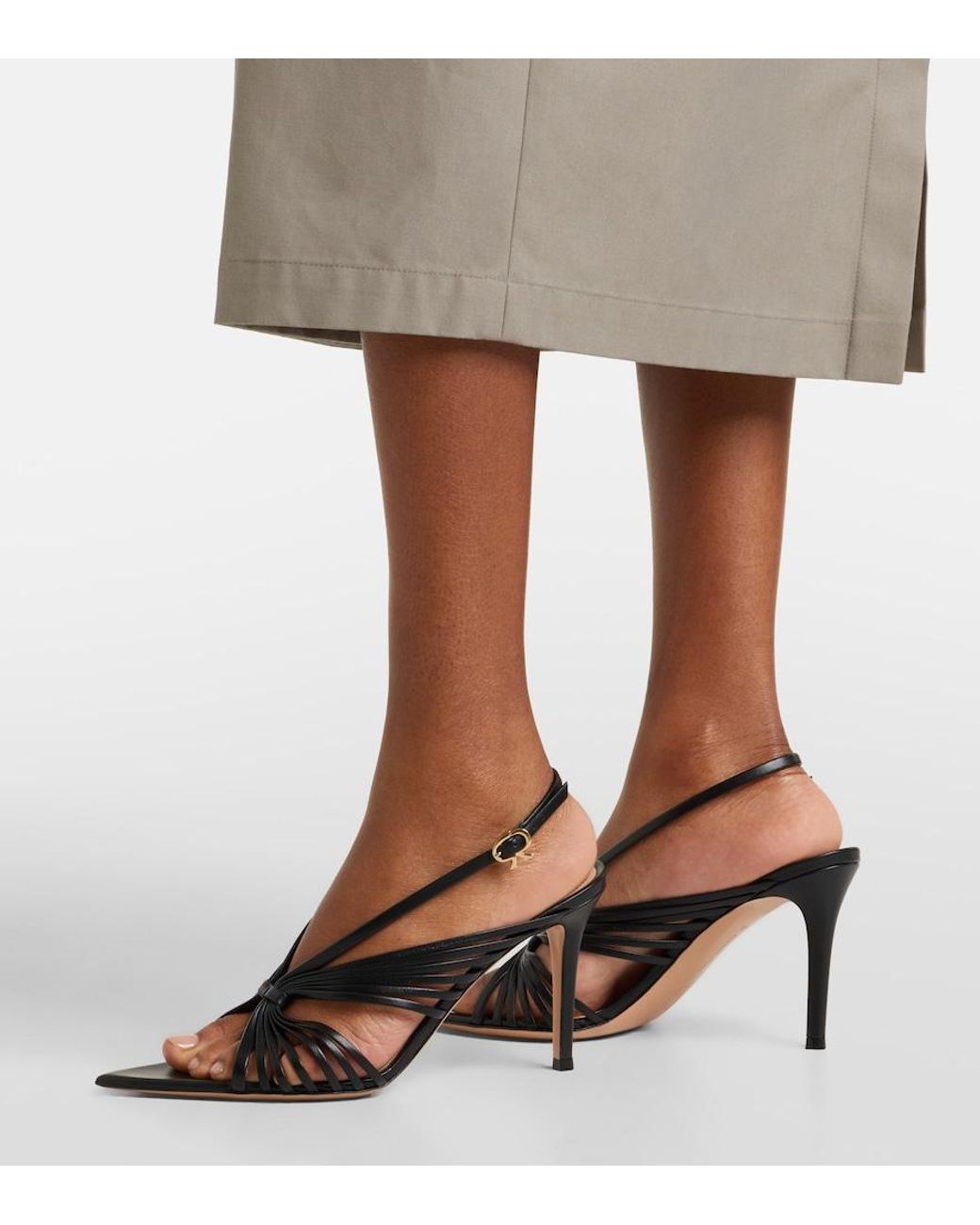 Gianvito Rossi Metallic Leather Slingback Sandals