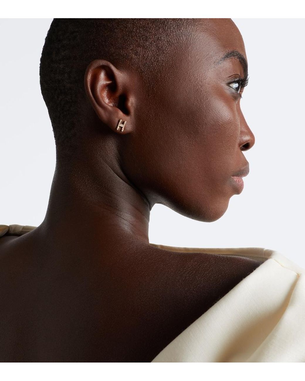 Sophie Bille Brahe White Initial Petite H 18Kt Single Earring With Diamonds