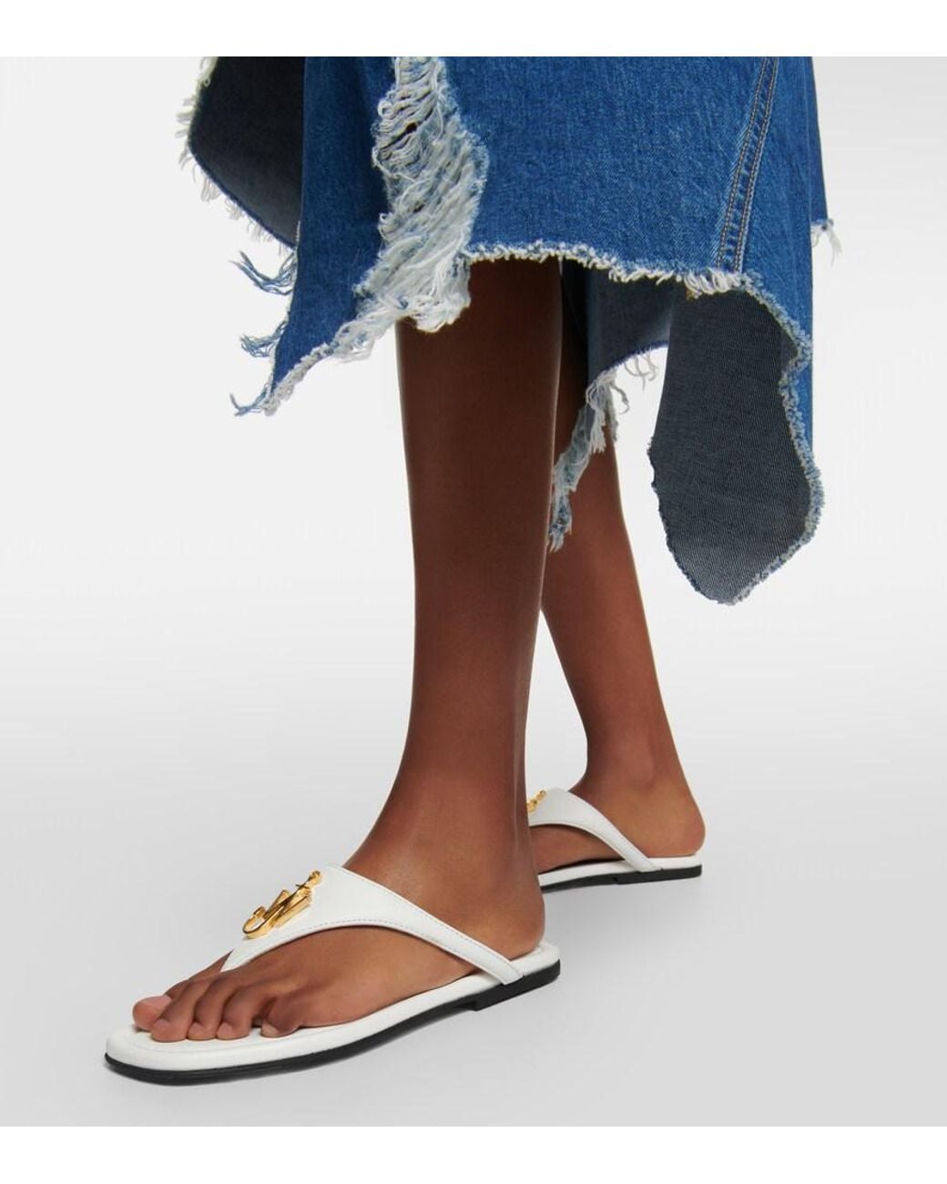 J.W. Anderson White Leather Thong Sandals