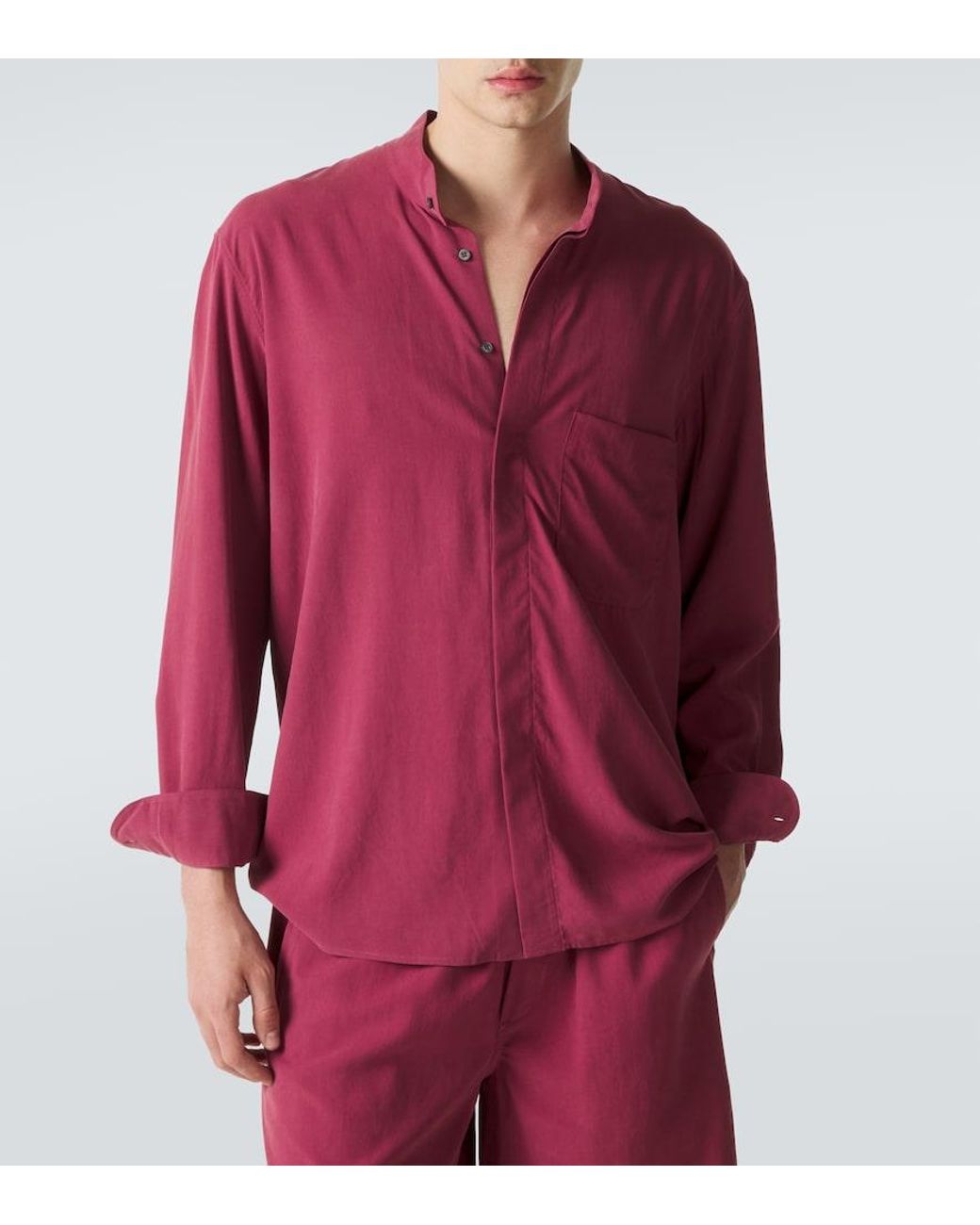 Saman Amel Red Silk Shirt for men