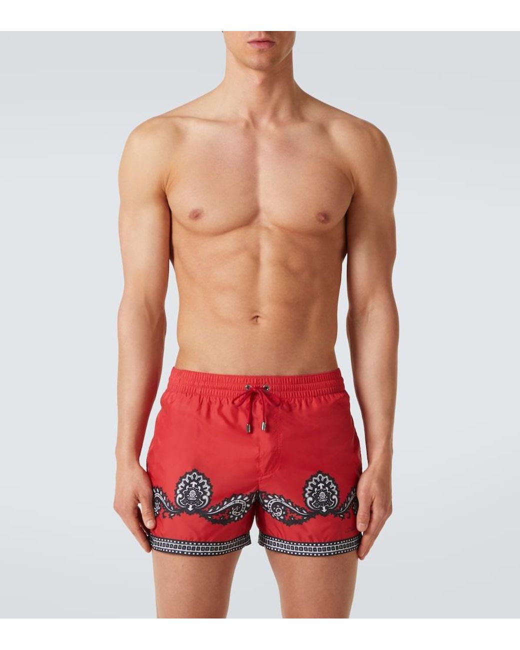 Dolce & Gabbana Red Short Swim Trunks With Bandanna for men