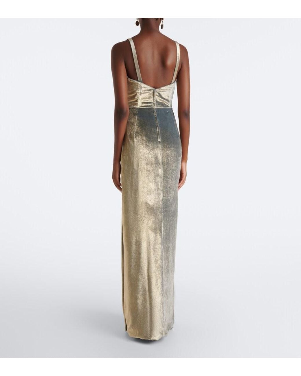 Dolce & Gabbana Metallic Velvet Maxi Dress