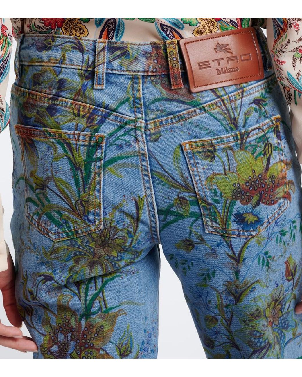 Jeans Flared Florales Etro de color Blue