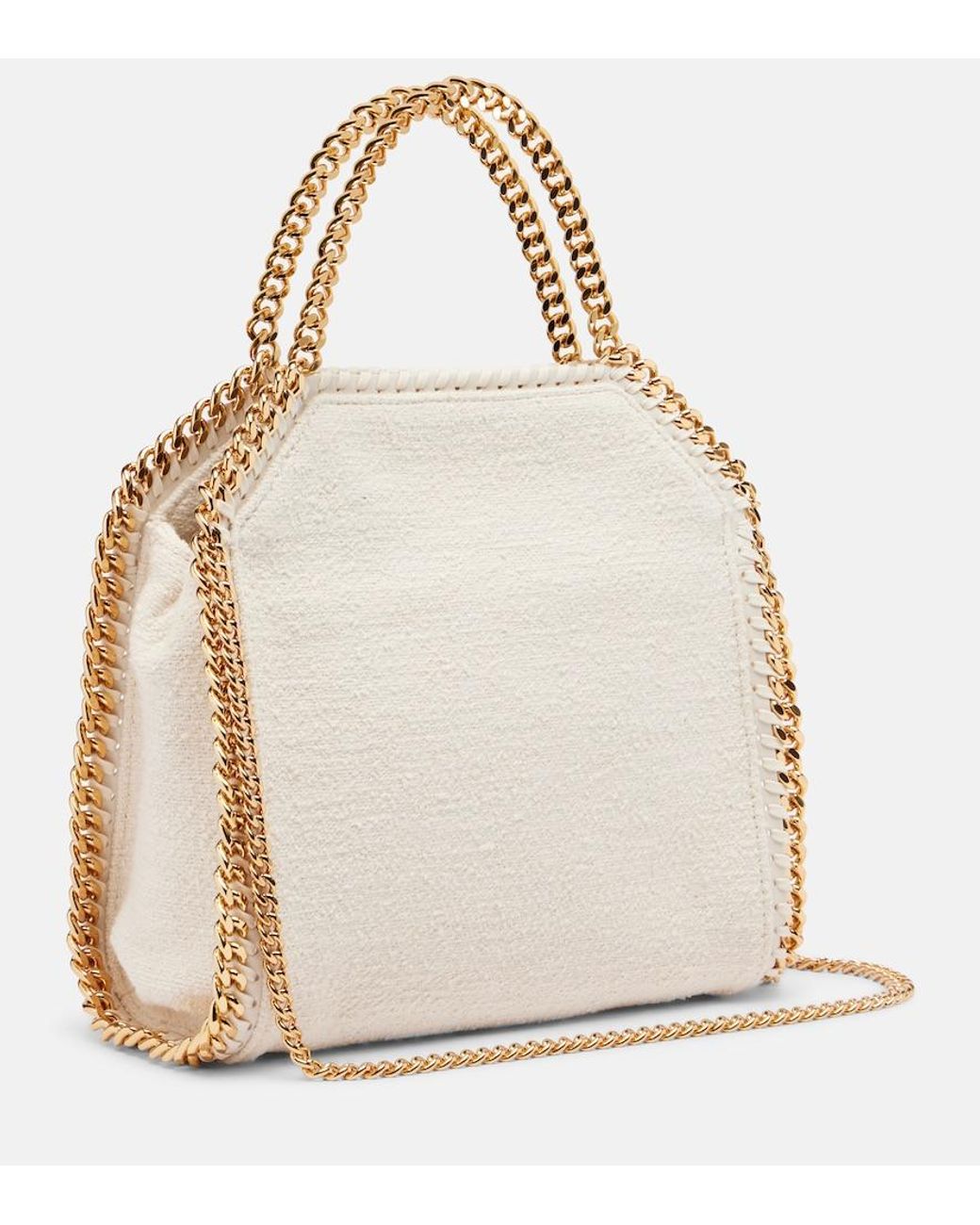 Stella McCartney Natural Falabella Mini Embellished Top-Handle Bag