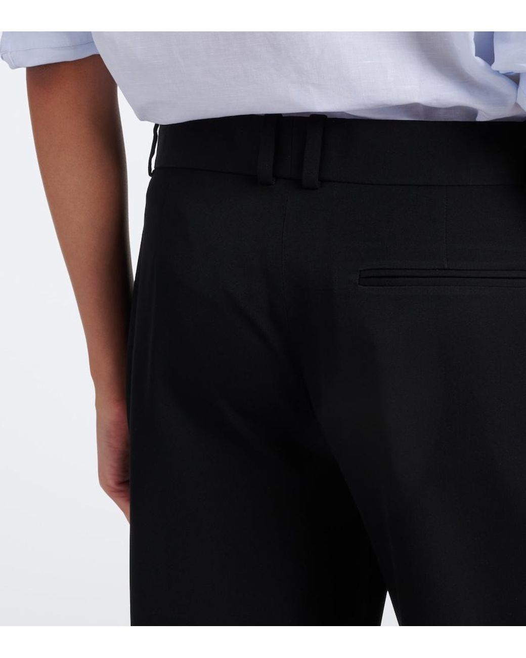 The Row Black Coleman Wool Gabardine Straight Pants